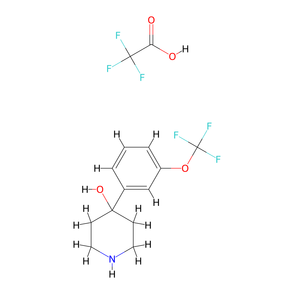 4-[3-(Trifluoromethoxy)phenyl]piperidin-4-ol; trifluoroacetic acid molecular structure, CAS 1803600-50-1