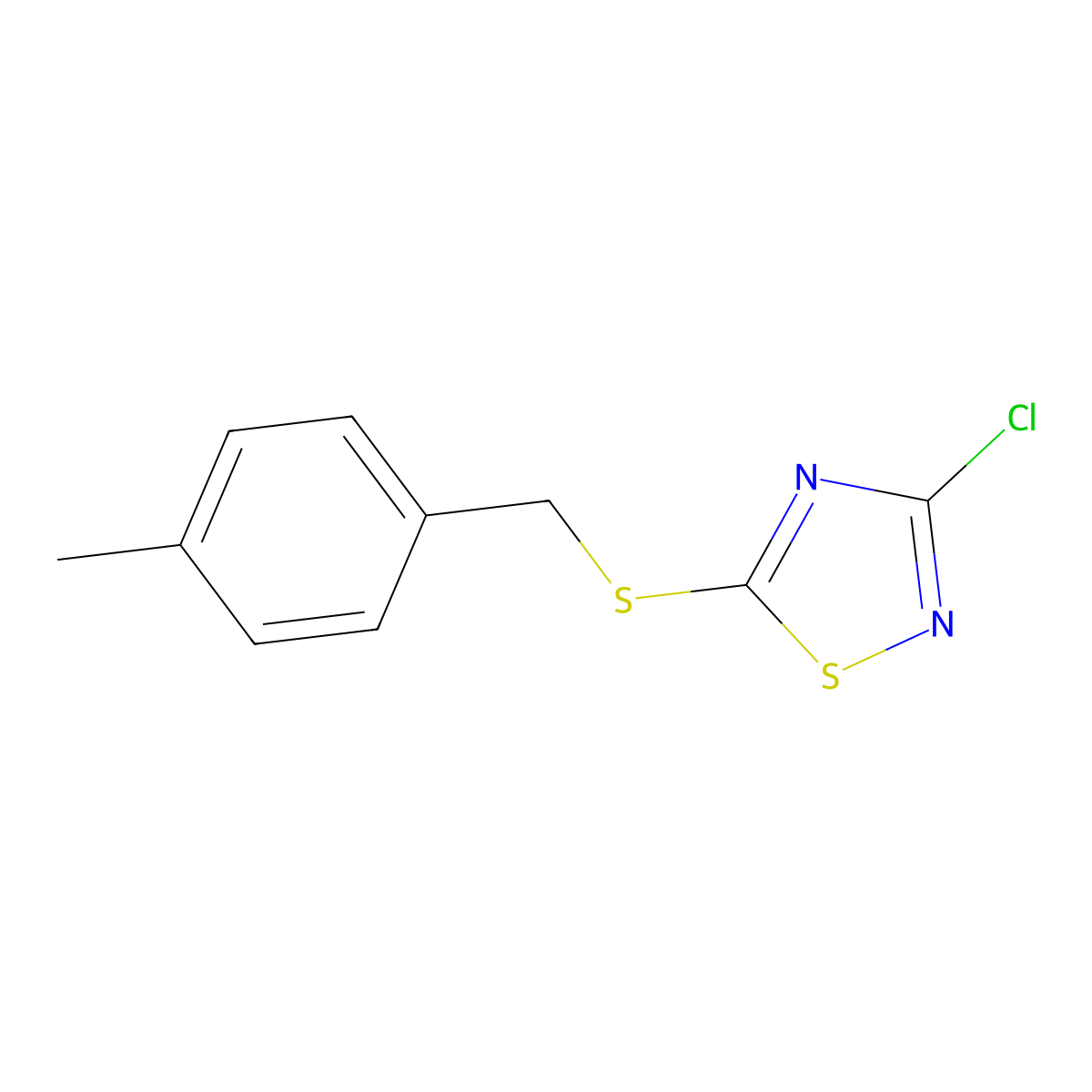 3-Chloro-5-{[(4-methylphenyl)methyl]sulfanyl}-1,2,4-thiadiazole molecular structure, CAS 1803600-55-6