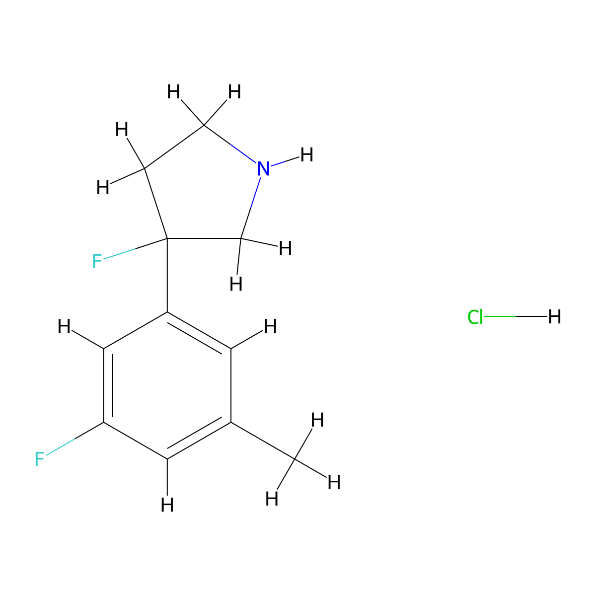 3-Fluoro-3-(3-fluoro-5-methylphenyl)pyrrolidine hydrochloride molecular structure, CAS 1803600-62-5