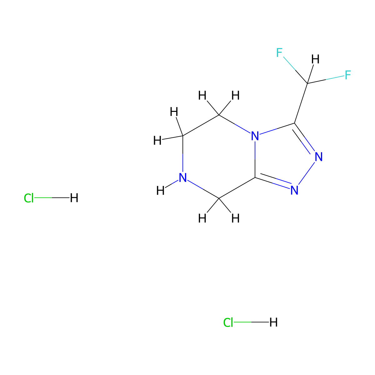 3-(difluoromethyl)-5H,6H,7H,8H-[1,2,4]triazolo[4,3-a]pyrazine dihydrochloride molecular structure, CAS 1803600-63-6