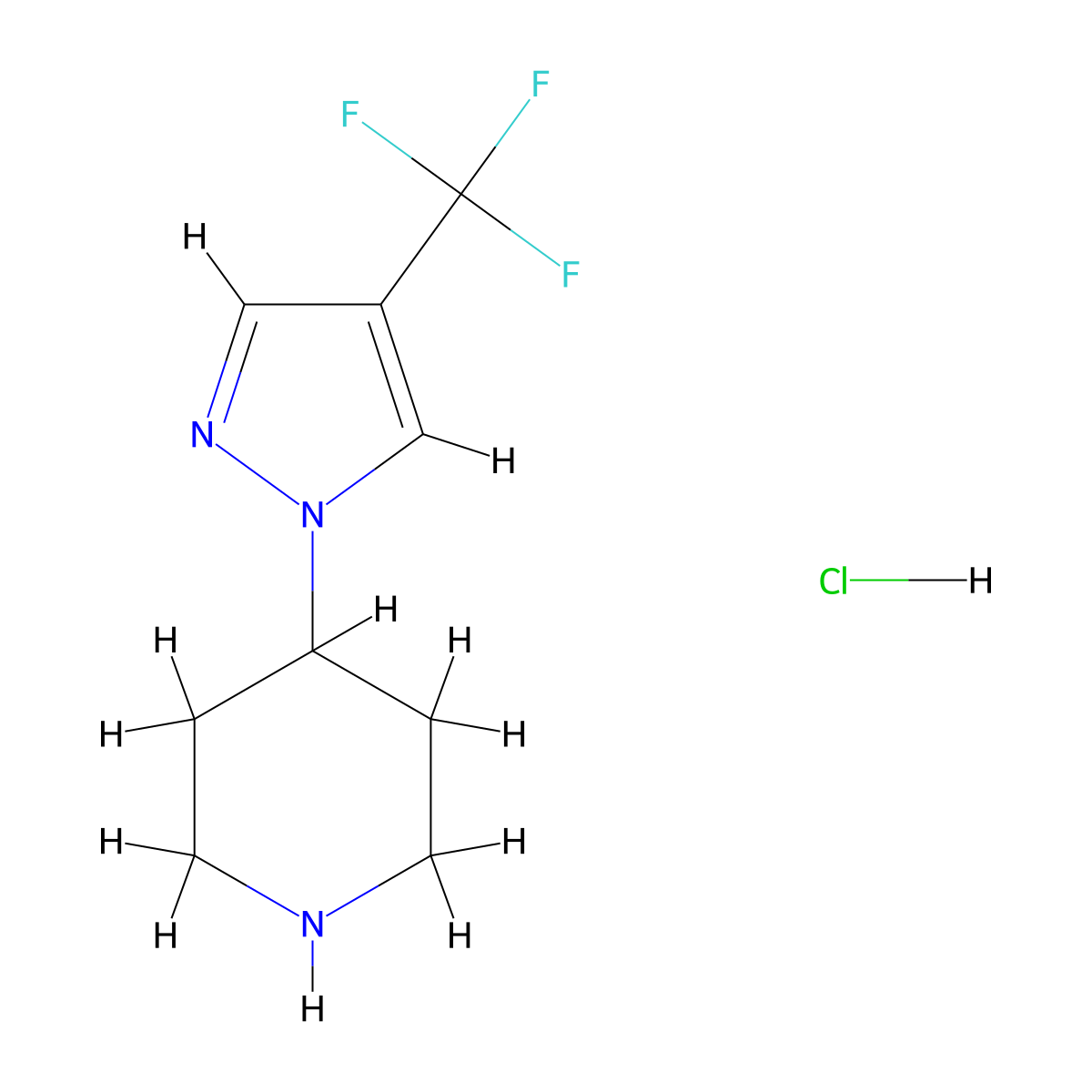 4-(4-(trifluoromethyl)-1H-pyrazol-1-yl)piperidine hydrochloride molecular structure, CAS 1803600-71-6