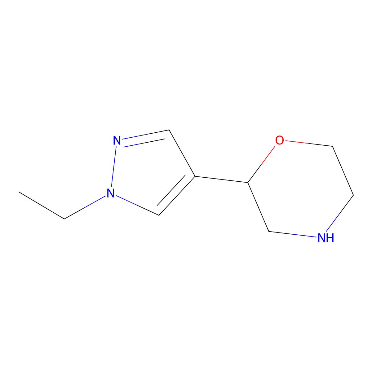 2-(1-ethyl-1H-pyrazol-4-yl)morpholine molecular structure, CAS 1803600-81-8