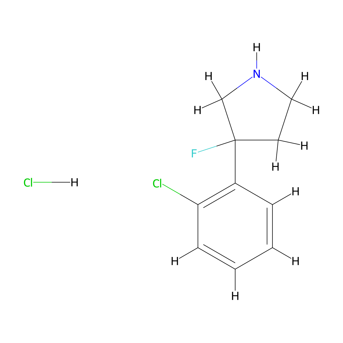 3-(2-Chlorophenyl)-3-fluoropyrrolidine hydrochloride molecular structure, CAS 1803600-84-1
