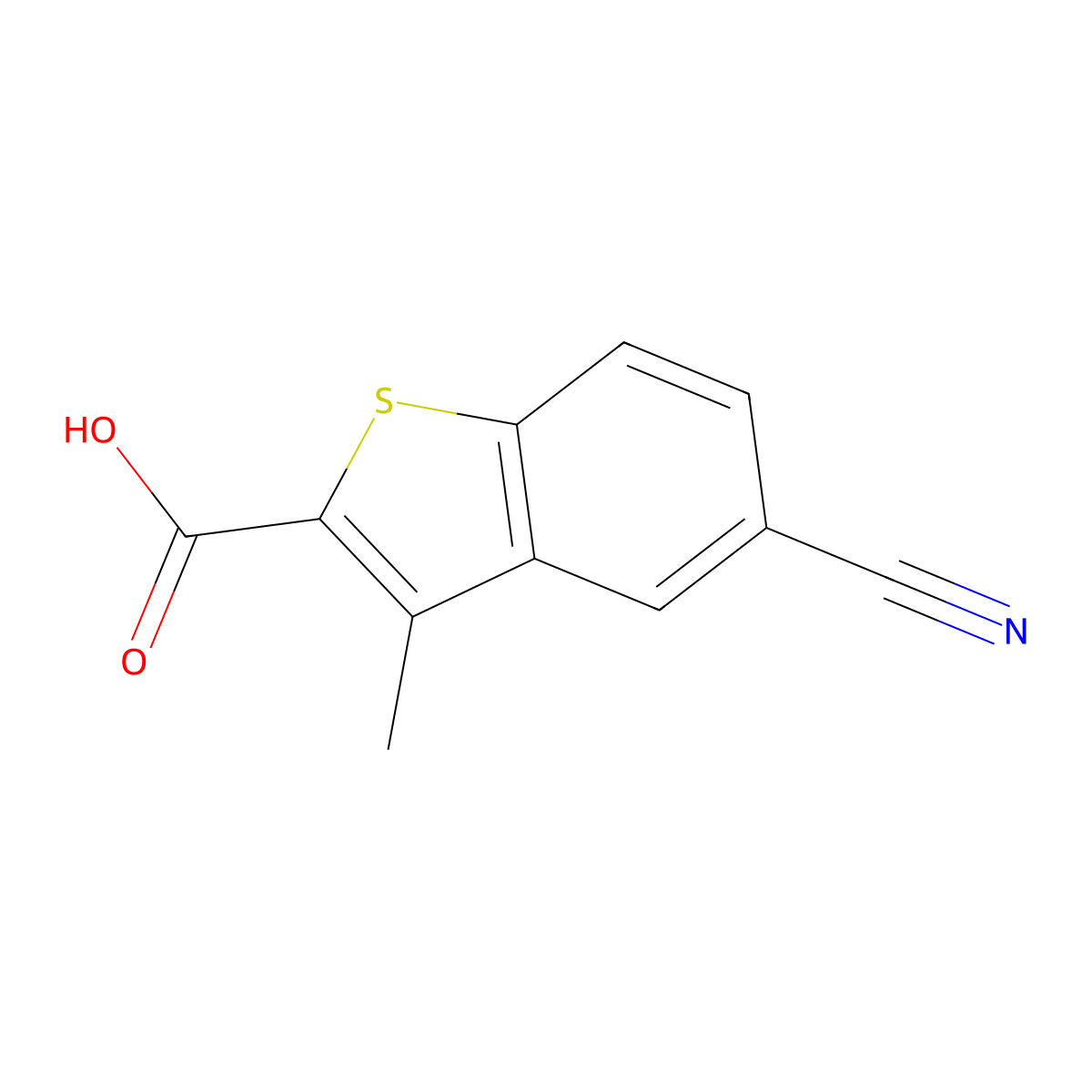 5-Cyano-3-methyl-1-benzothiophene-2-carboxylic acid molecular structure, CAS 1803600-86-3