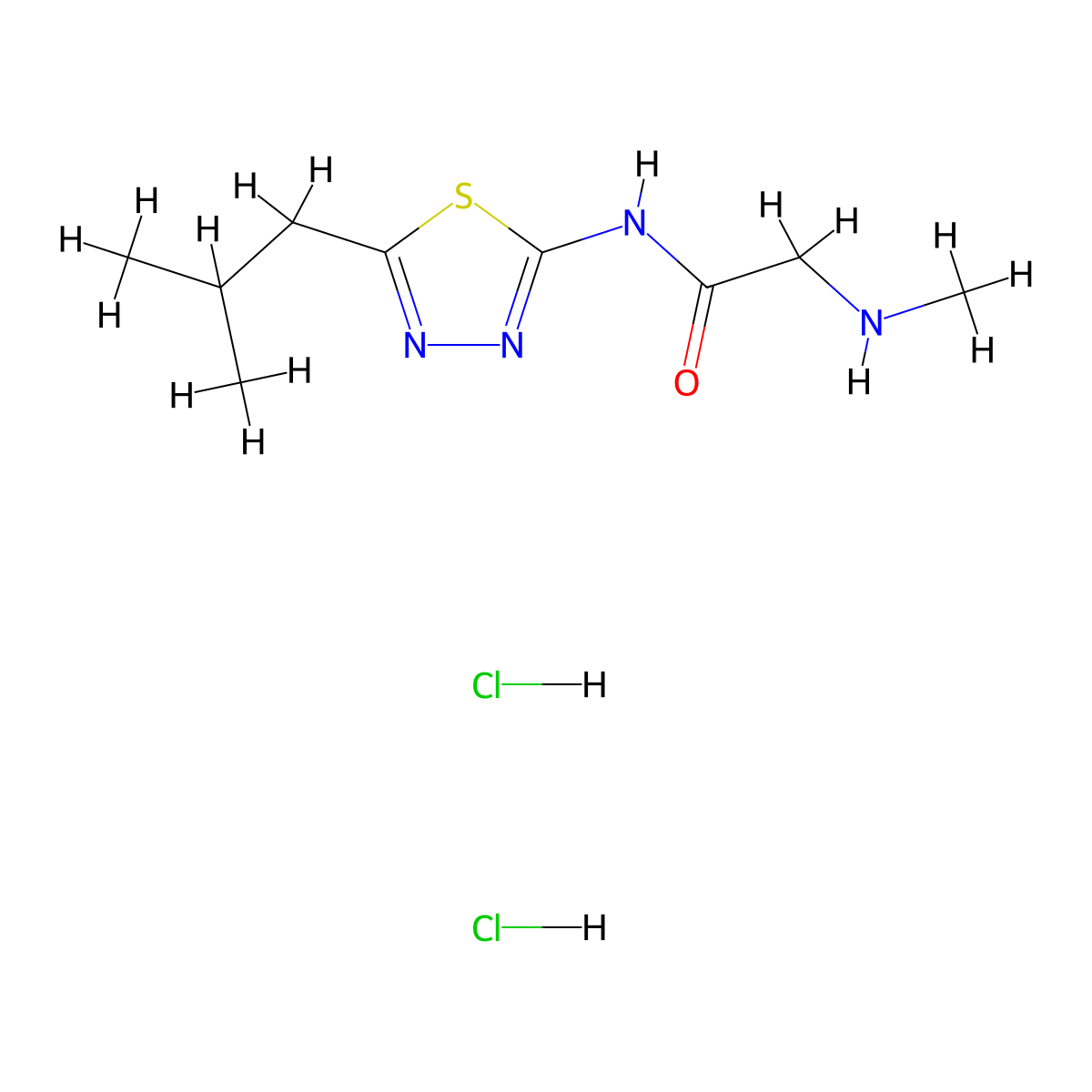 2-(methylamino)-N-[5-(2-methylpropyl)-1,3,4-thiadiazol-2-yl]acetamide dihydrochloride molecular structure, CAS 1803600-87-4