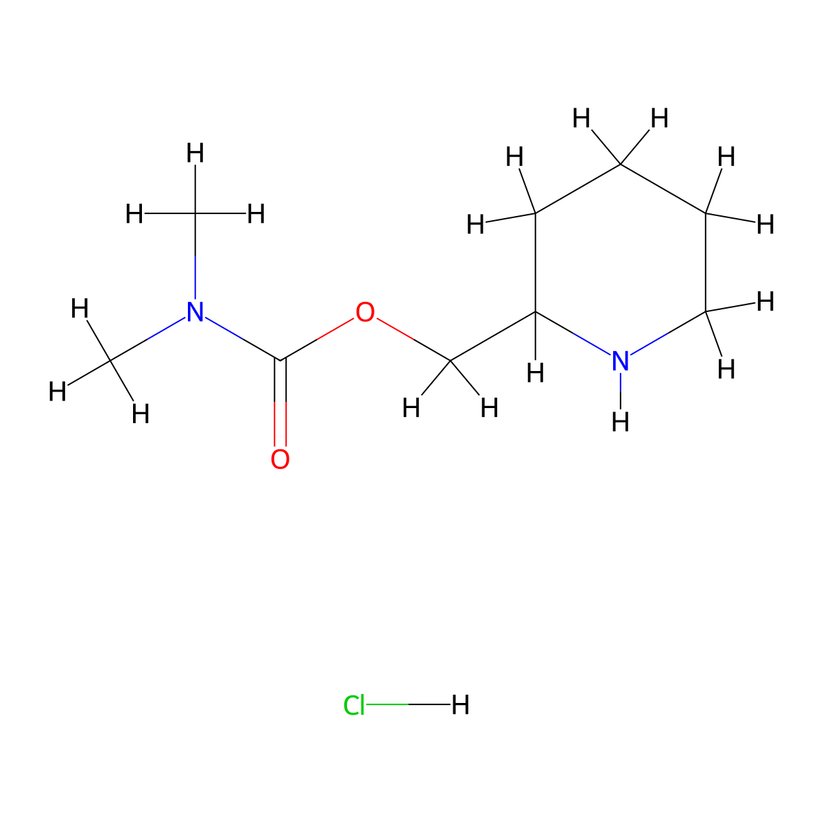 piperidin-2-ylmethyl N,N-dimethylcarbamate hydrochloride molecular structure, CAS 1803600-95-4