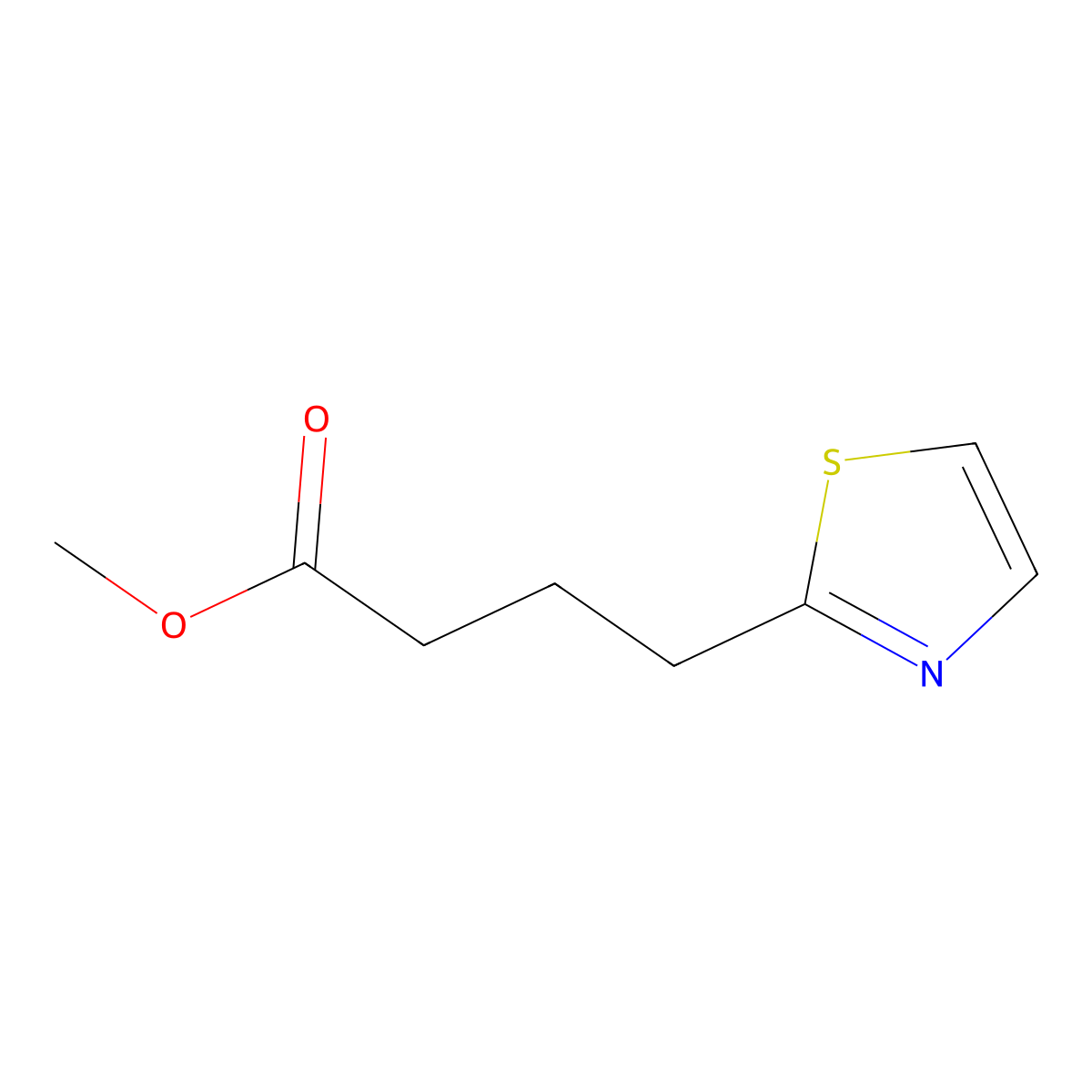 Methyl 4-(1,3-thiazol-2-yl)butanoate molecular structure, CAS 1803601-11-7