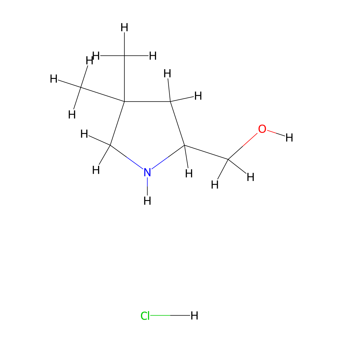 (4,4-Dimethylpyrrolidin-2-yl)methanol hydrochloride molecular structure, CAS 1803601-13-9