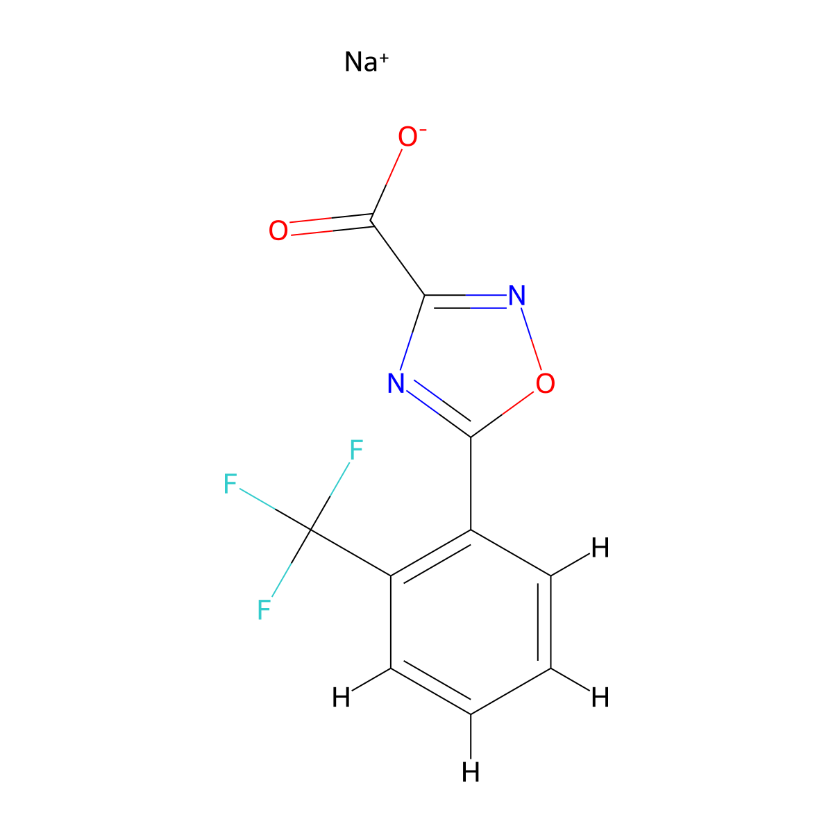 Sodium 5-[2-(trifluoromethyl)phenyl]-1,2,4-oxadiazole-3-carboxylate molecular structure, CAS 1803601-26-4