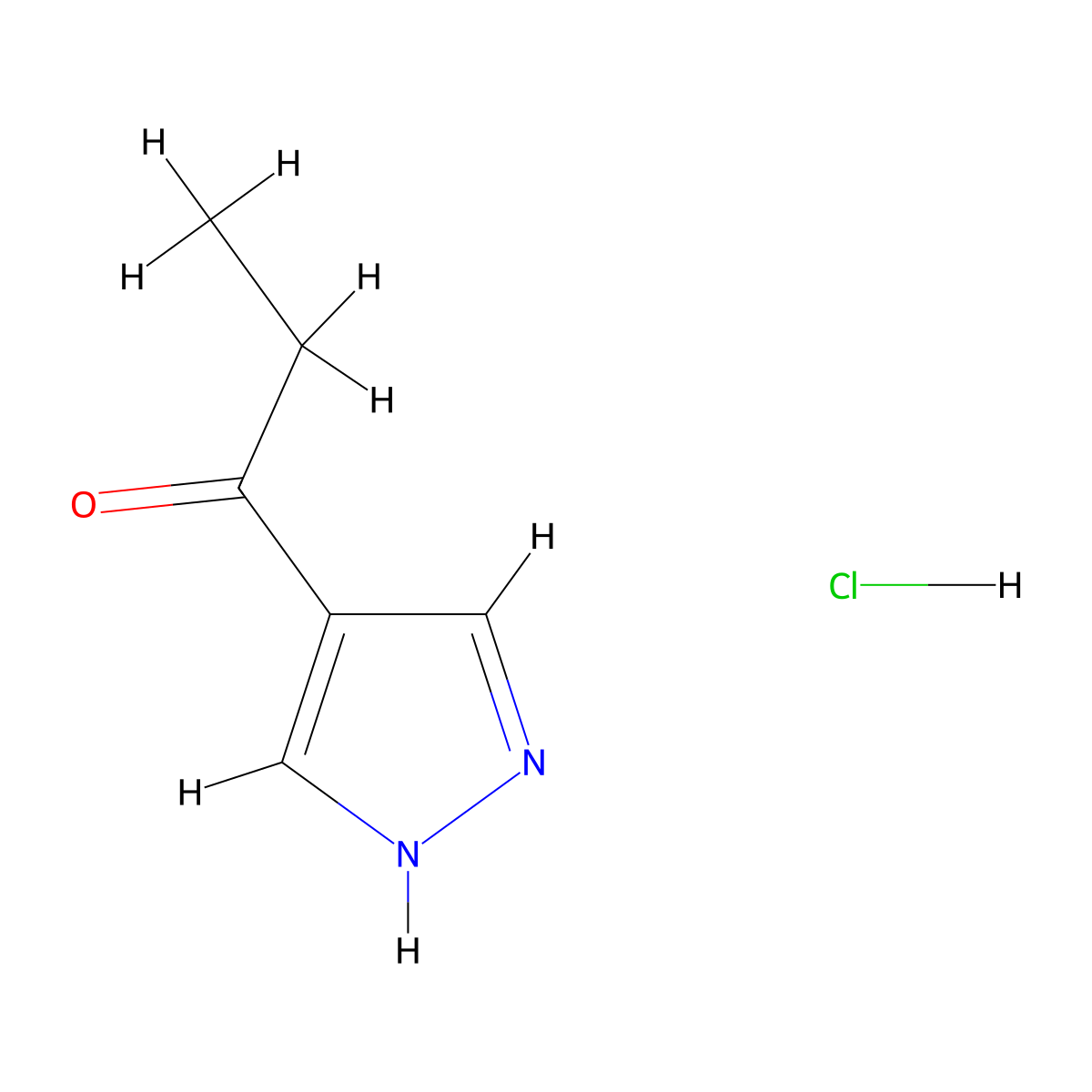 1-(1H-pyrazol-4-yl)propan-1-one hydrochloride molecular structure, CAS 1803601-29-7