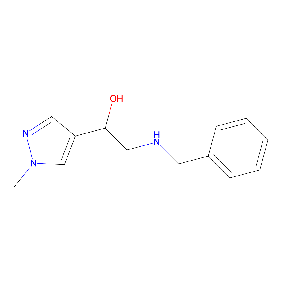 2-(benzylamino)-1-(1-methyl-1H-pyrazol-4-yl)ethan-1-ol molecular structure, CAS 1803601-31-1