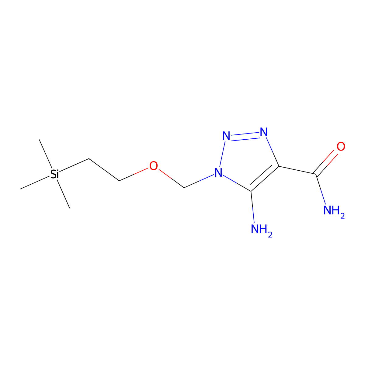 5-Amino-1-{[2-(trimethylsilyl)ethoxy]methyl}-1H-1,2,3-triazole-4-carboxamide molecular structure, CAS 1803601-42-4