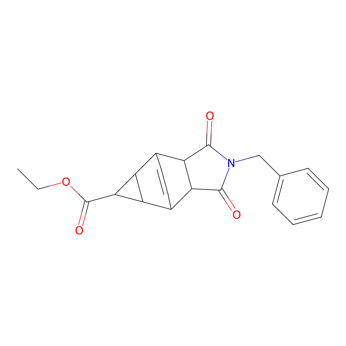 Ethyl 4-benzyl-3,5-dioxo-4-azatetracyclo[5.3.2.0^{2,6}.0^{8,10}]dodec-11-ene-9-carboxylate molecular structure, CAS 1803601-47-9