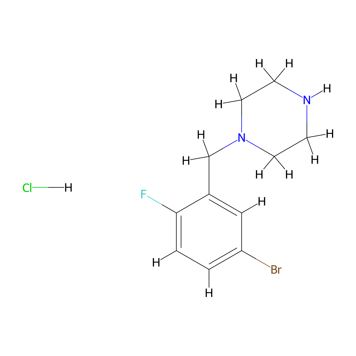1-[(5-Bromo-2-fluorophenyl)methyl]piperazine hydrochloride molecular structure, CAS 1803601-49-1