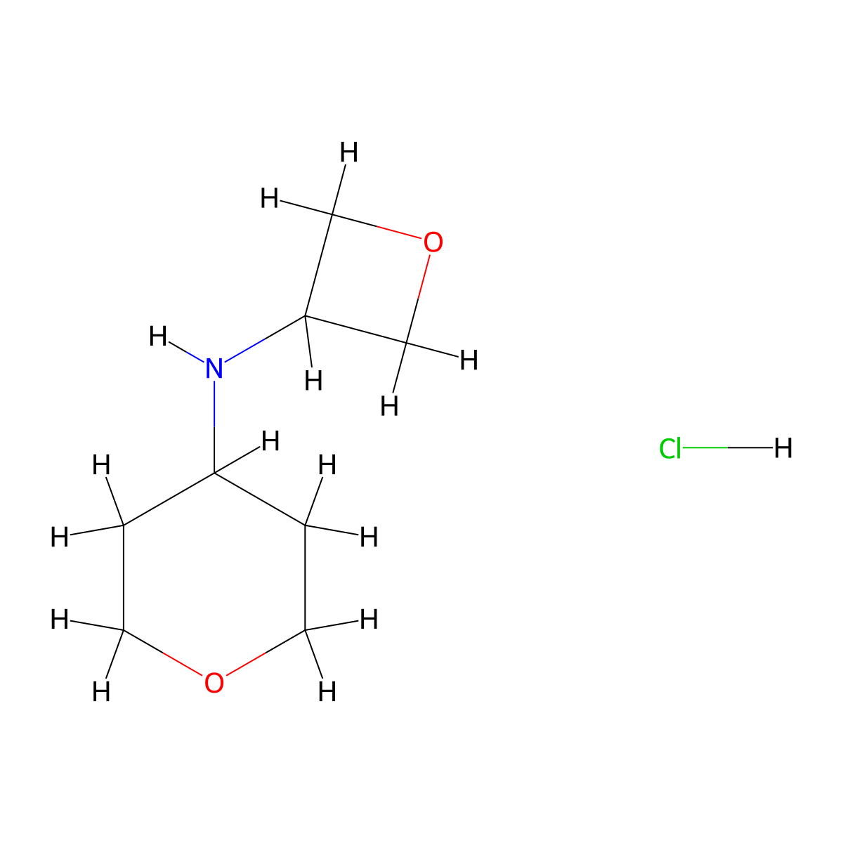 N-(oxetan-3-yl)oxan-4-amine hydrochloride molecular structure, CAS 1803601-50-4