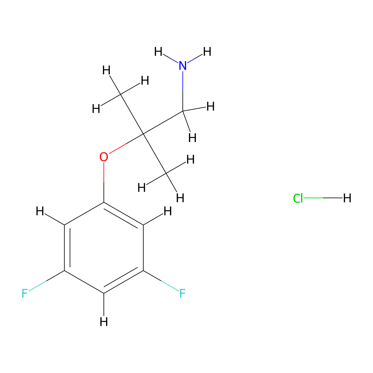 2-(3,5-Difluorophenoxy)-2-methylpropan-1-amine hydrochloride molecular structure, CAS 1803601-62-8