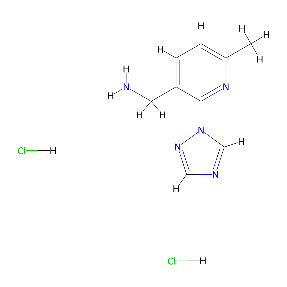 [6-methyl-2-(1H-1,2,4-triazol-1-yl)pyridin-3-yl]methanamine dihydrochloride molecular structure, CAS 1803601-70-8