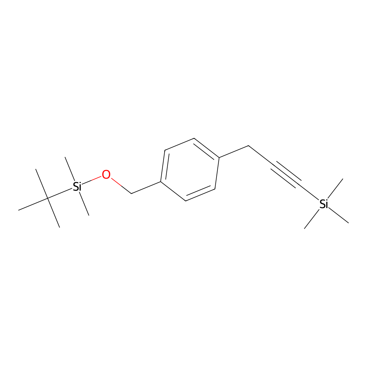 [3-(4-{[(Tert-butyldimethylsilyl)oxy]methyl}phenyl)prop-1-yn-1-yl]trimethylsilane molecular structure, CAS 1803601-80-0