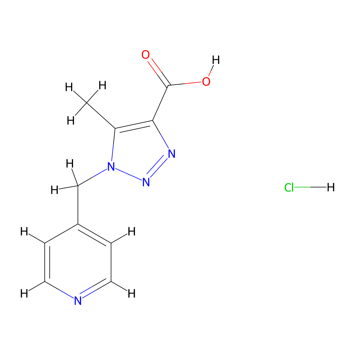 5-methyl-1-(pyridin-4-ylmethyl)-1H-1,2,3-triazole-4-carboxylic acid hydrochloride molecular structure, CAS 1803601-84-4
