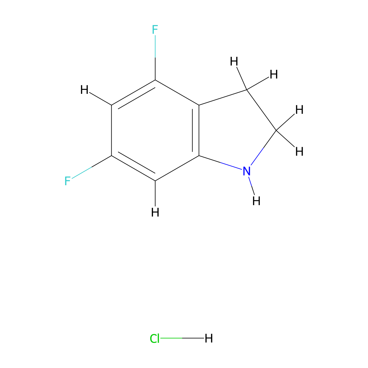 4,6-difluoro-2,3-dihydro-1H-indole hydrochloride molecular structure, CAS 1803601-85-5