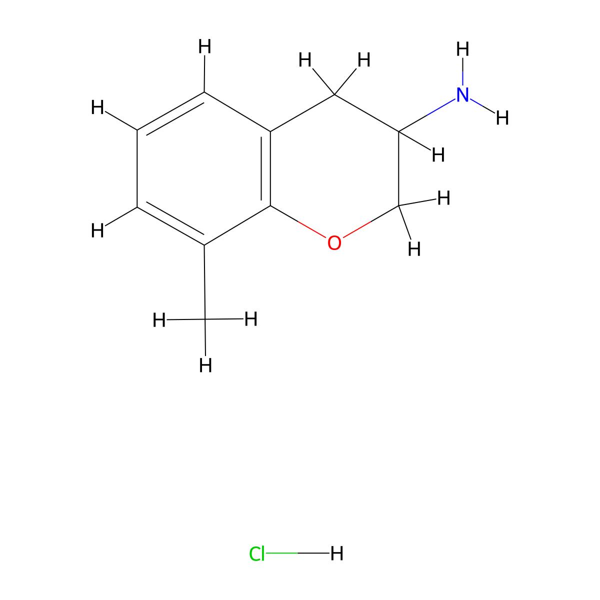 8-methyl-3,4-dihydro-2H-1-benzopyran-3-amine hydrochloride molecular structure, CAS 1803601-90-2