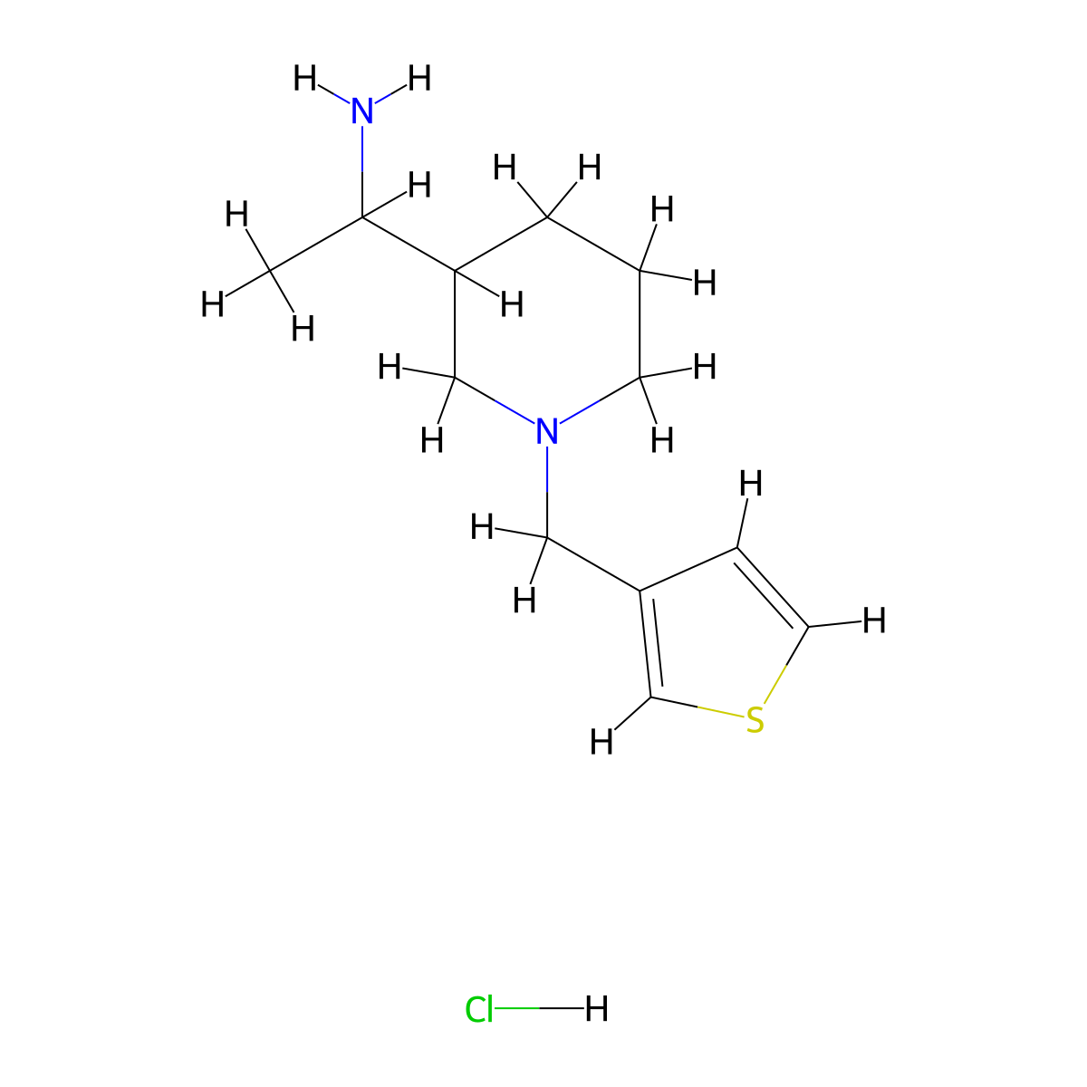 1-(1-((Thiophen-3-yl)methyl)piperidin-3-yl)ethan-1-amine hydrochloride molecular structure, CAS 1803601-92-4