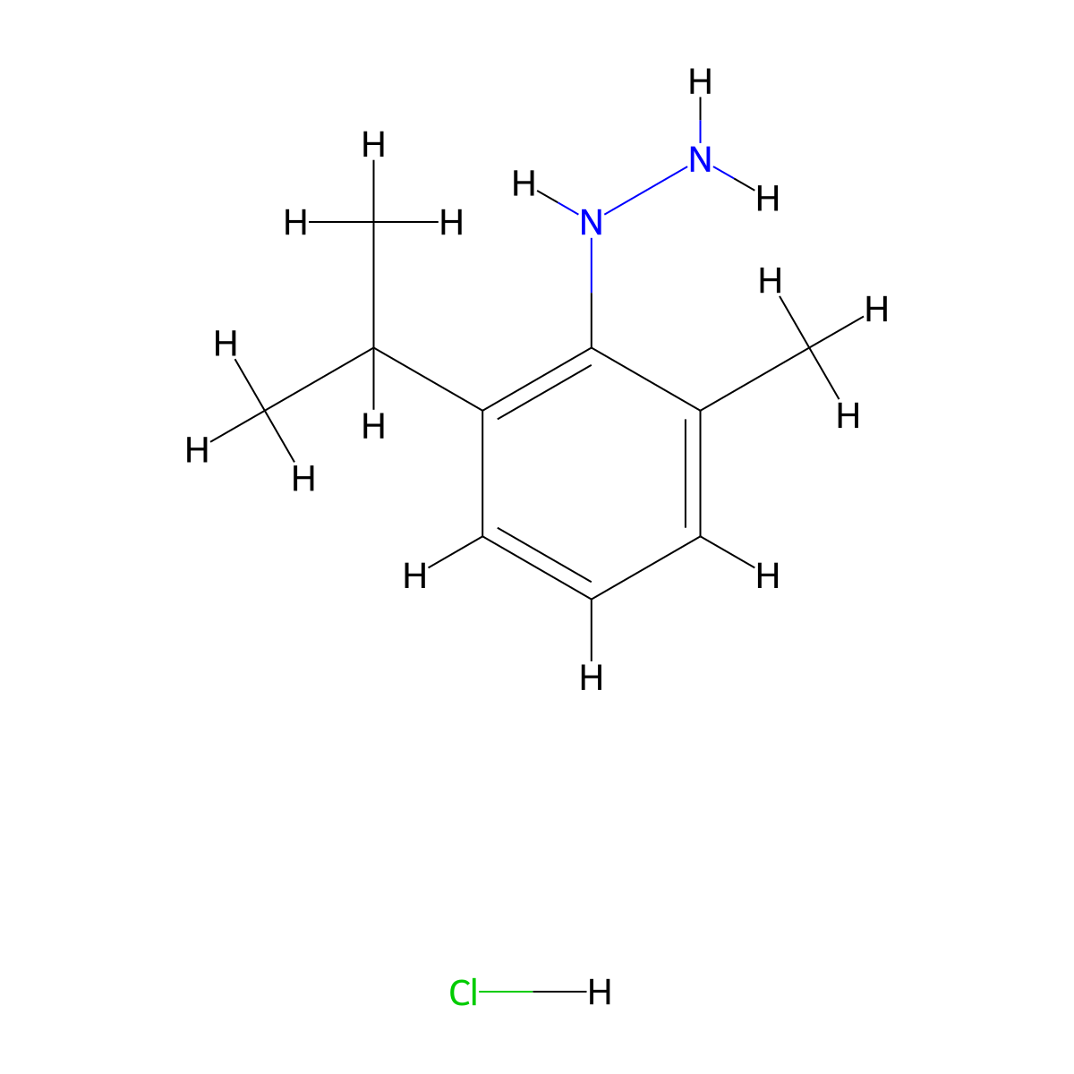 [2-Methyl-6-(propan-2-yl)phenyl]hydrazine hydrochloride molecular structure, CAS 1803601-93-5