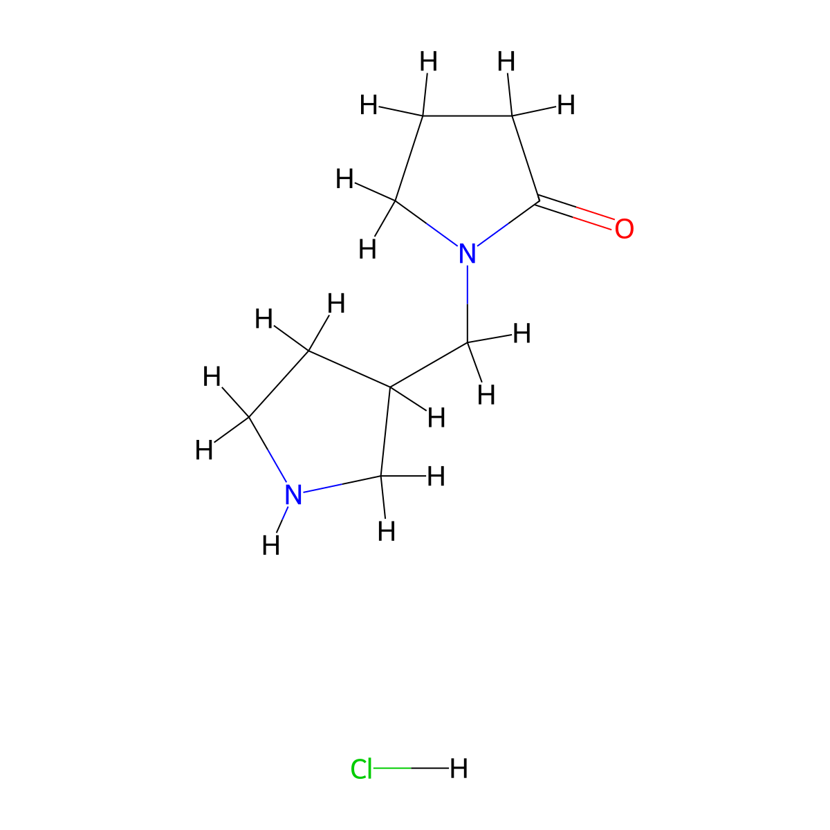 1-(Pyrrolidin-3-ylmethyl)pyrrolidin-2-one hydrochloride molecular structure, CAS 1803601-94-6