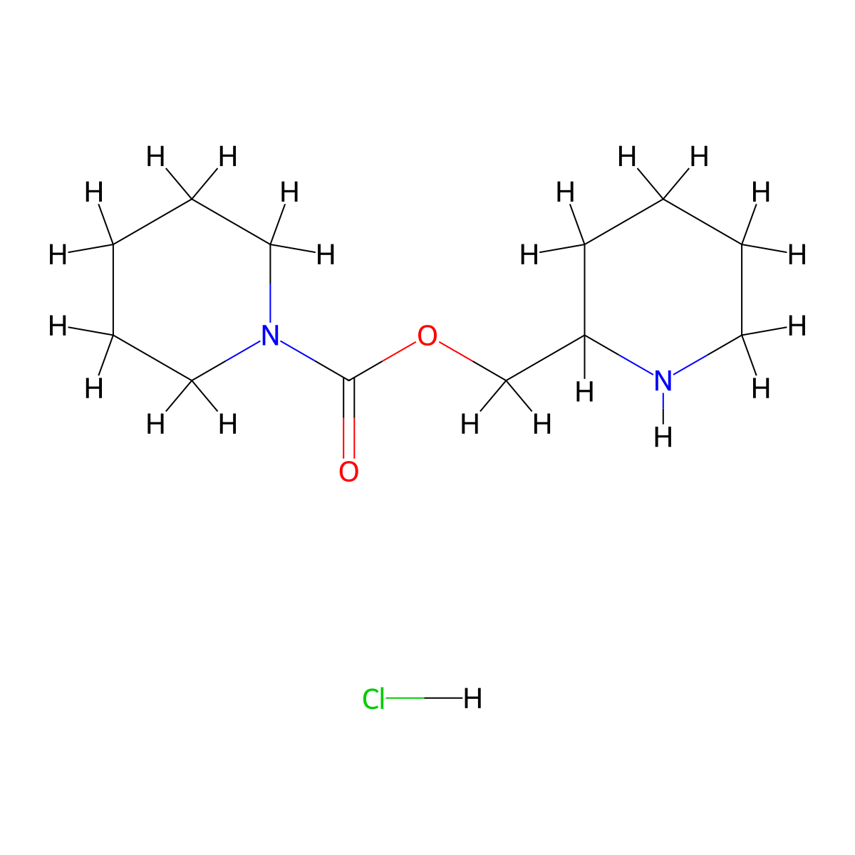 Piperidin-2-ylmethyl piperidine-1-carboxylate hydrochloride molecular structure, CAS 1803601-95-7