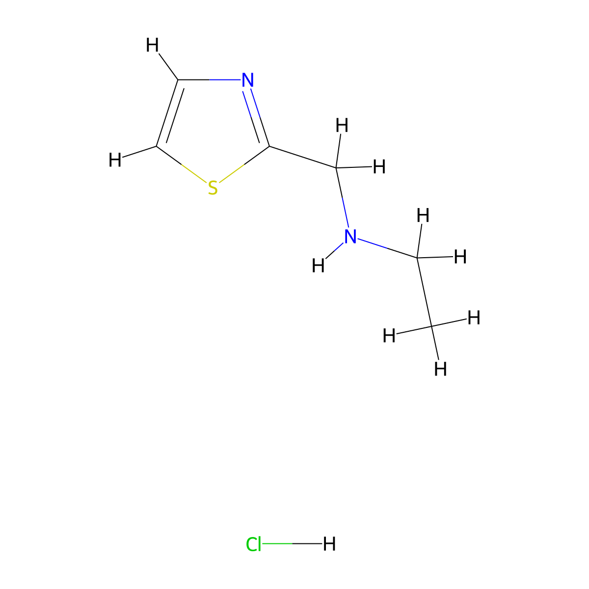 Ethyl(1,3-thiazol-2-ylmethyl)amine hydrochloride molecular structure, CAS 1803602-01-8