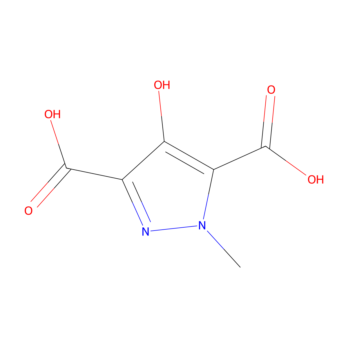 4-hydroxy-1-methyl-1H-pyrazole-3,5-dicarboxylic acid molecular structure, CAS 1803602-02-9