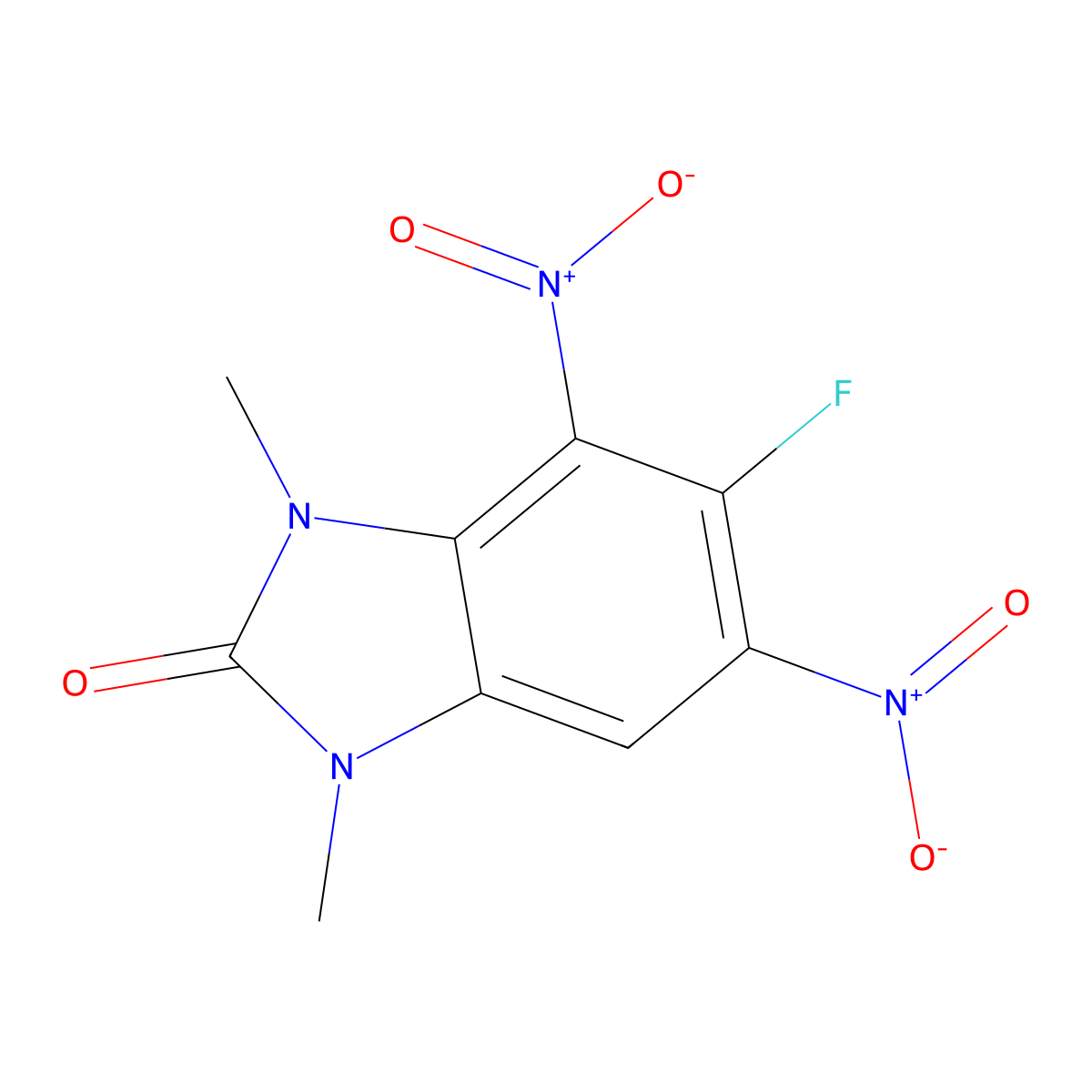 5-fluoro-1,3-dimethyl-4,6-dinitro-2,3-dihydro-1H-1,3-benzodiazol-2-one molecular structure, CAS 1803602-03-0