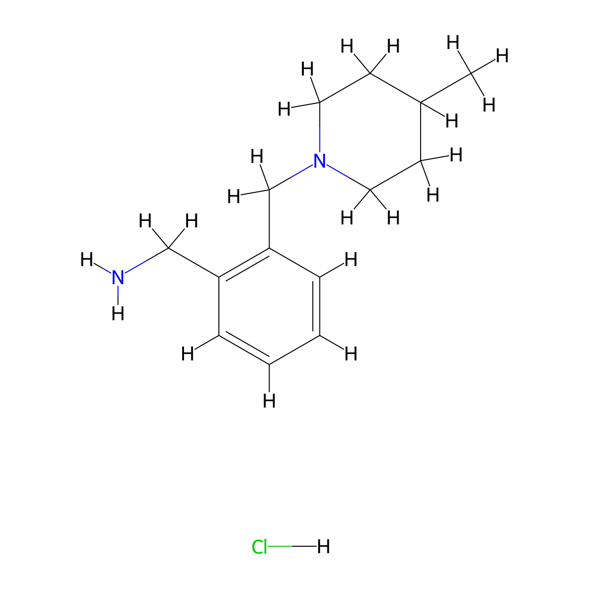 {2-[(4-Methylpiperidin-1-yl)methyl]phenyl}methanamine hydrochloride molecular structure, CAS 1803602-05-2