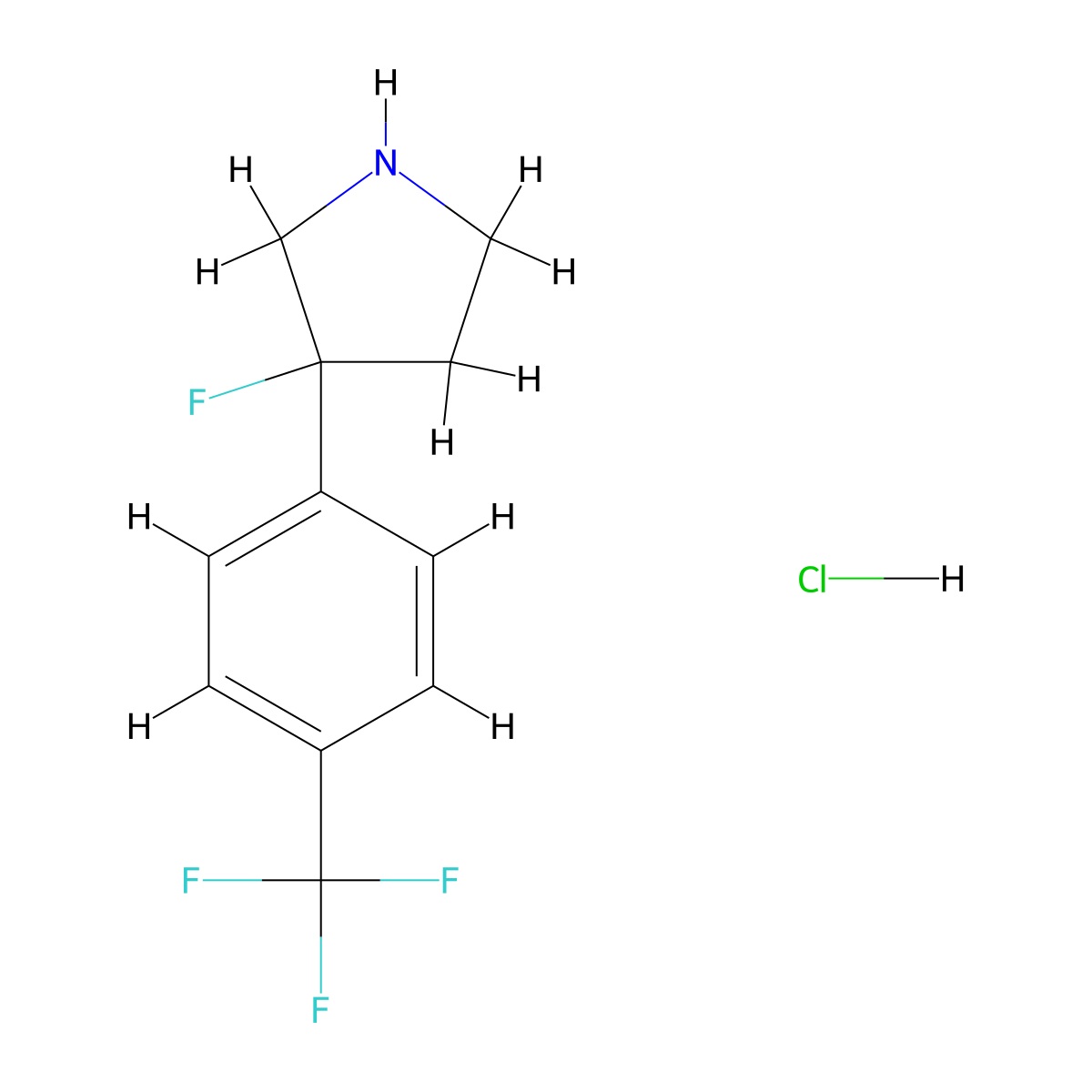 3-Fluoro-3-[4-(trifluoromethyl)phenyl]pyrrolidine hydrochloride molecular structure, CAS 1803602-12-1