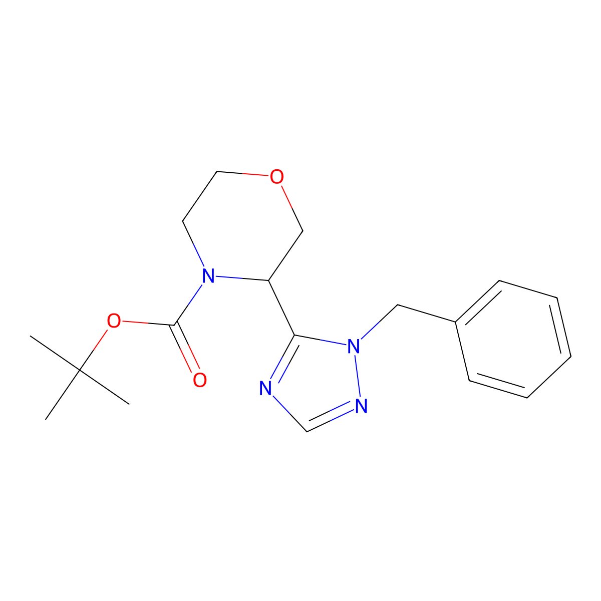 tert-butyl 3-(1-benzyl-1H-1,2,4-triazol-5-yl)morpholine-4-carboxylate molecular structure, CAS 1803602-15-4