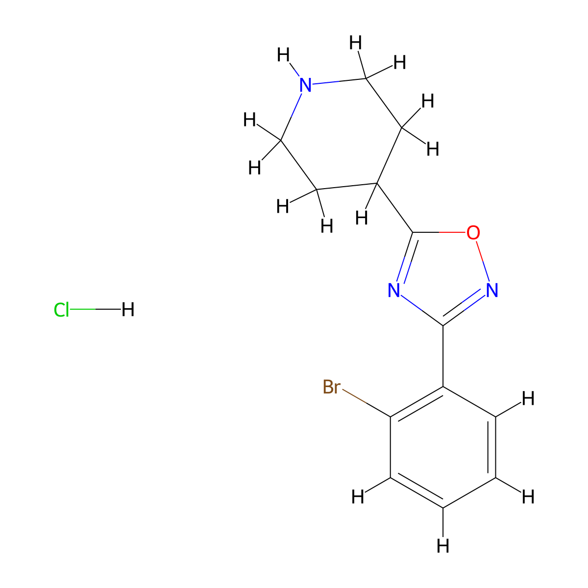 4-[3-(2-Bromophenyl)-1,2,4-oxadiazol-5-yl]piperidine hydrochloride molecular structure, CAS 1803602-20-1