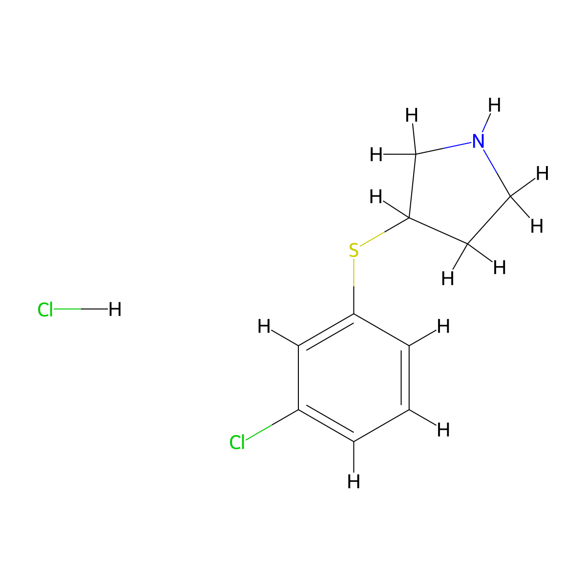 3-[(3-Chlorophenyl)sulfanyl]pyrrolidine hydrochloride molecular structure, CAS 1803602-21-2