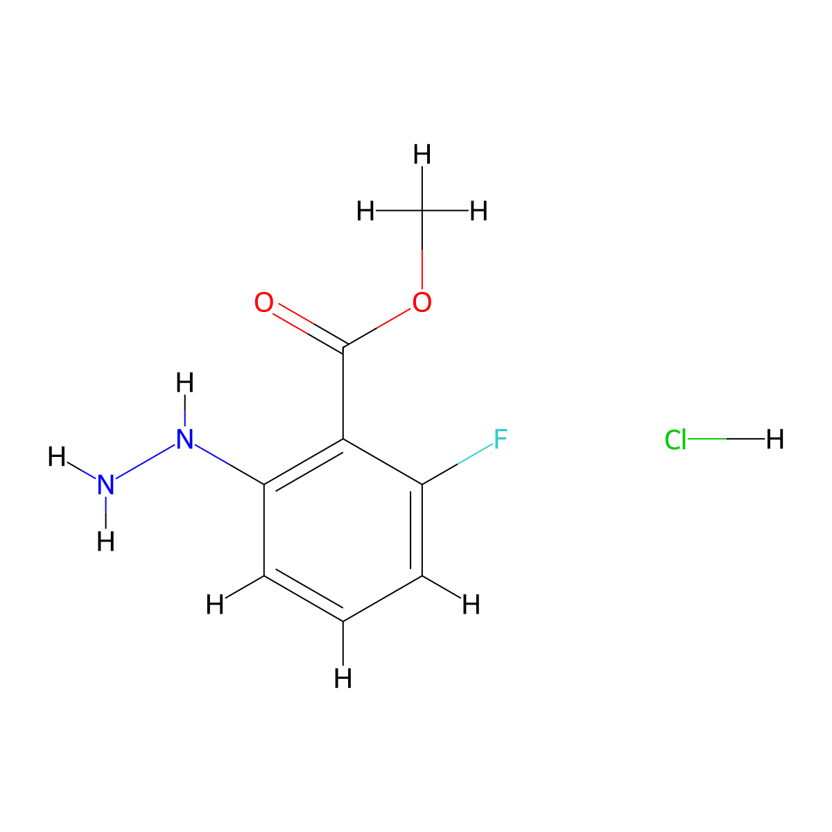 Methyl 2-fluoro-6-hydrazinylbenzoate hydrochloride molecular structure, CAS 1803602-22-3