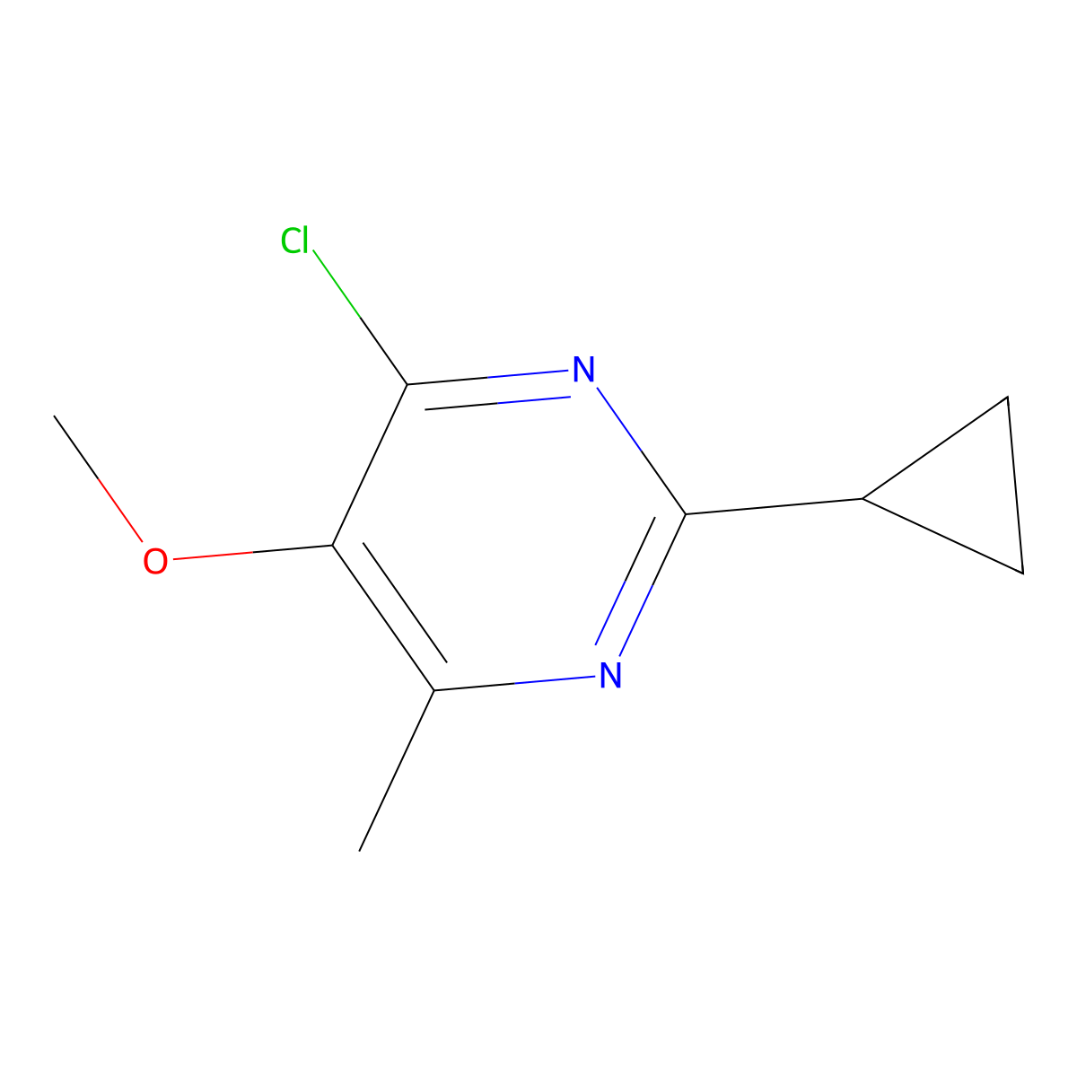 4-Chloro-2-cyclopropyl-5-methoxy-6-methylpyrimidine molecular structure, CAS 1803603-32-8
