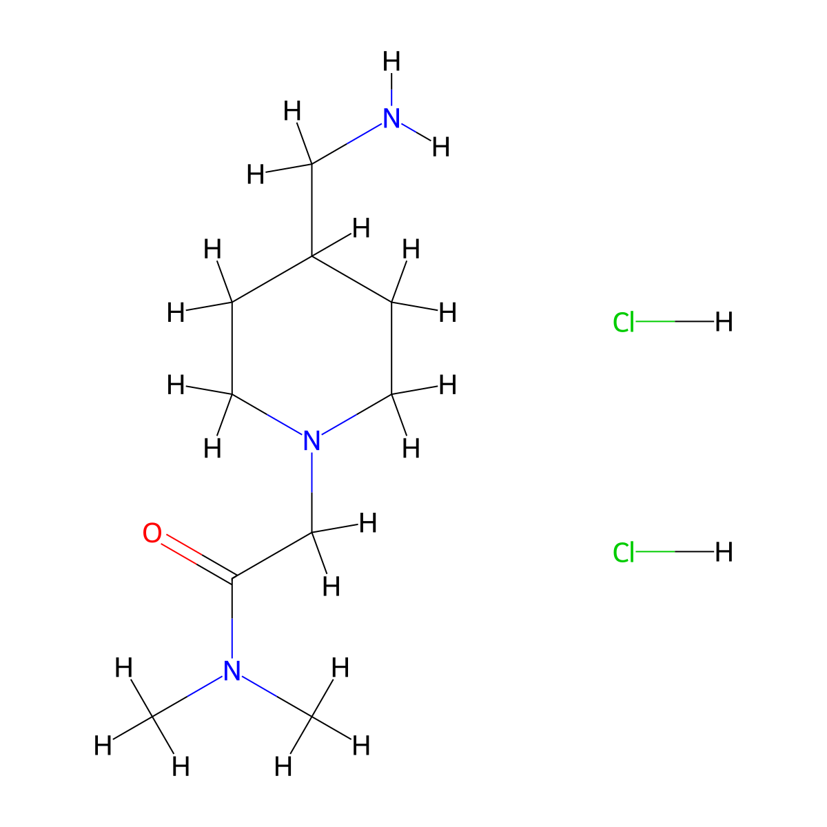 2-[4-(aminomethyl)piperidin-1-yl]-N,N-dimethylacetamide dihydrochloride molecular structure, CAS 1803603-45-3