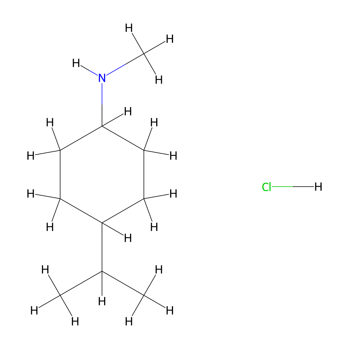N-methyl-4-(propan-2-yl)cyclohexan-1-amine hydrochloride molecular structure, CAS 1803603-48-6