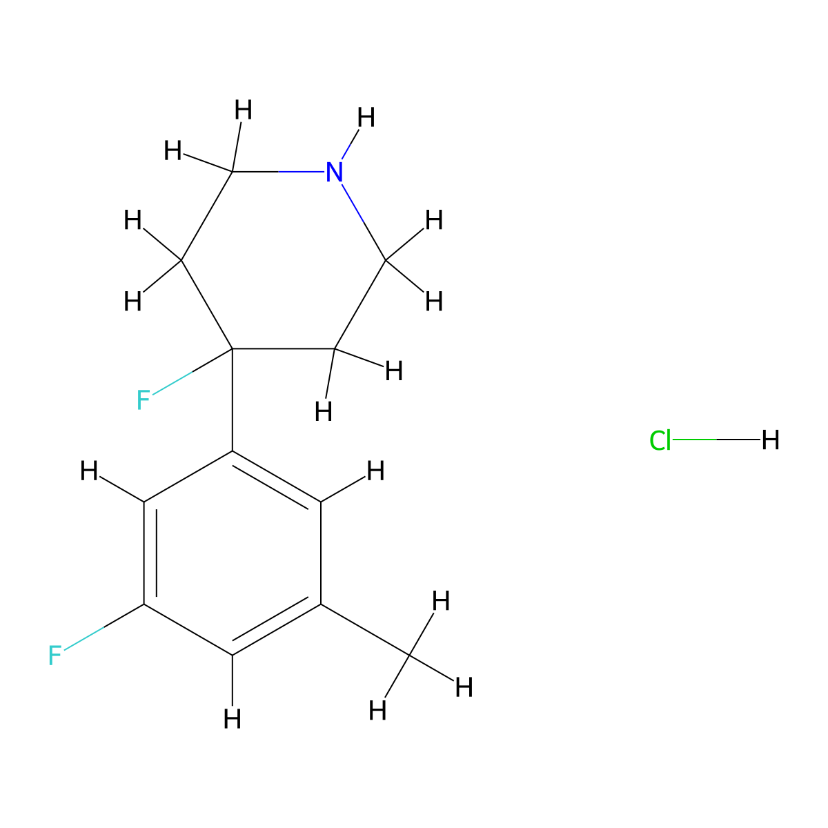 4-Fluoro-4-(3-fluoro-5-methylphenyl)piperidine hydrochloride molecular structure, CAS 1803603-61-3