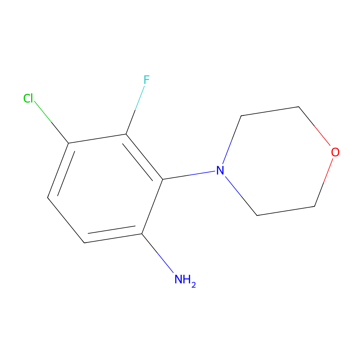 4-Chloro-3-fluoro-2-(morpholin-4-yl)aniline molecular structure, CAS 1803603-63-5