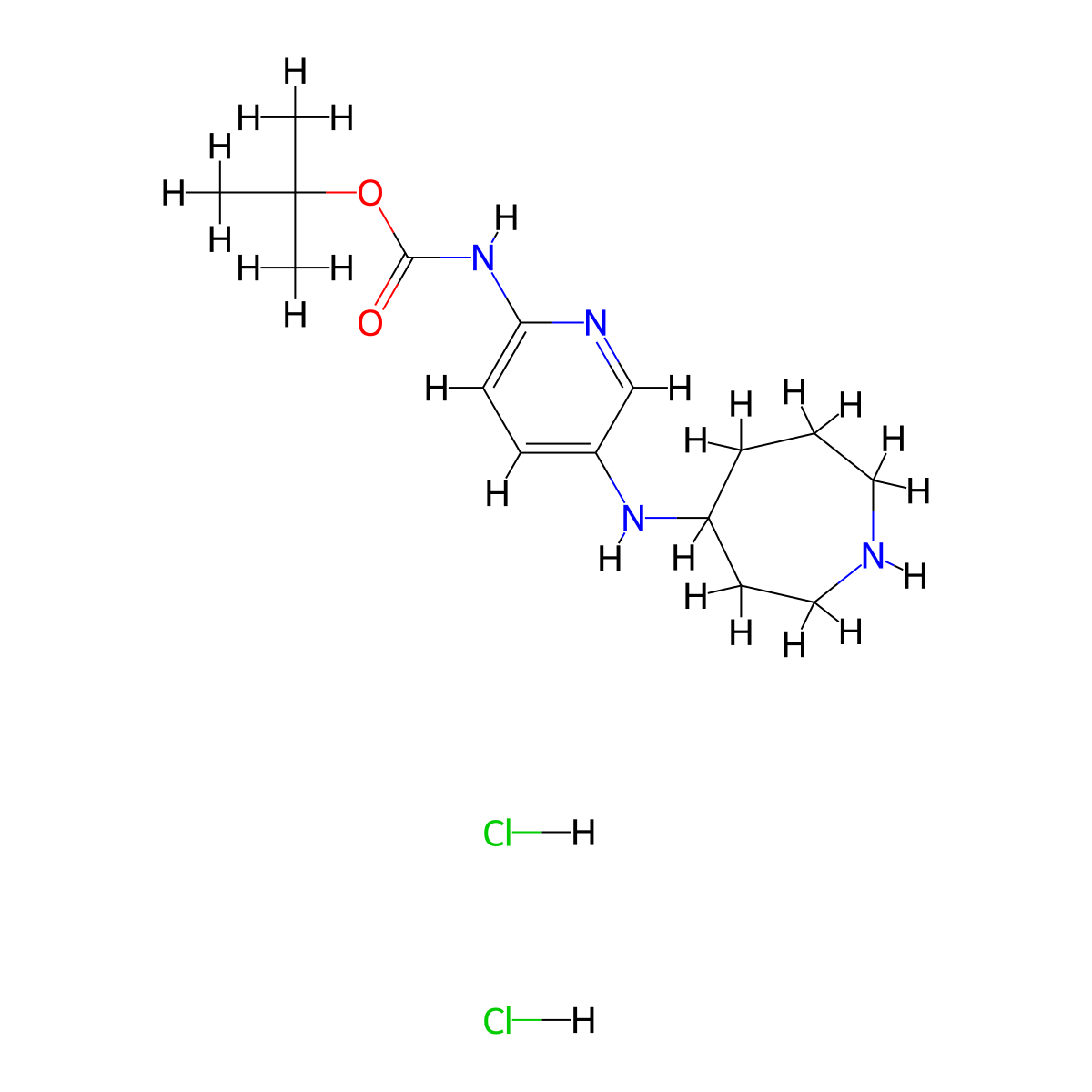 tert-Butyl N-{5-[(azepan-4-yl)amino]pyridin-2-yl}carbamate dihydrochloride molecular structure, CAS 1803603-65-7