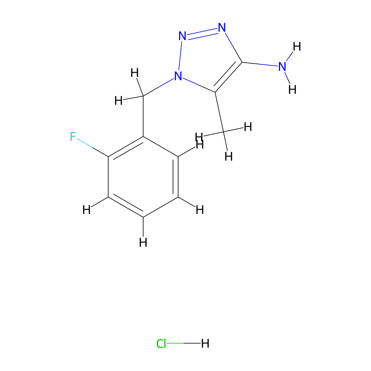 1-[(2-fluorophenyl)methyl]-5-methyl-1H-1,2,3-triazol-4-amine hydrochloride molecular structure, CAS 1803603-67-9