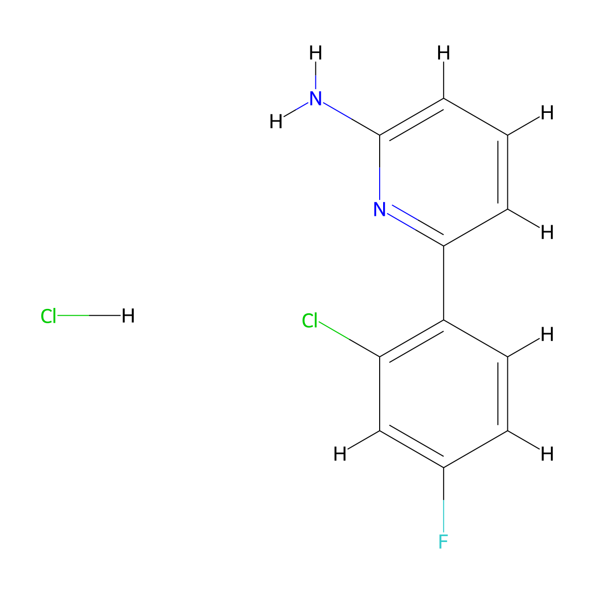 6-(2-Chloro-4-fluorophenyl)pyridin-2-amine hydrochloride molecular structure, CAS 1803603-68-0