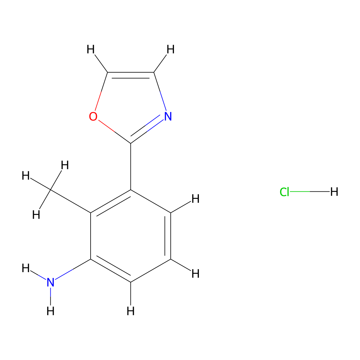 2-Methyl-3-(1,3-oxazol-2-yl)aniline hydrochloride molecular structure, CAS 1803603-70-4
