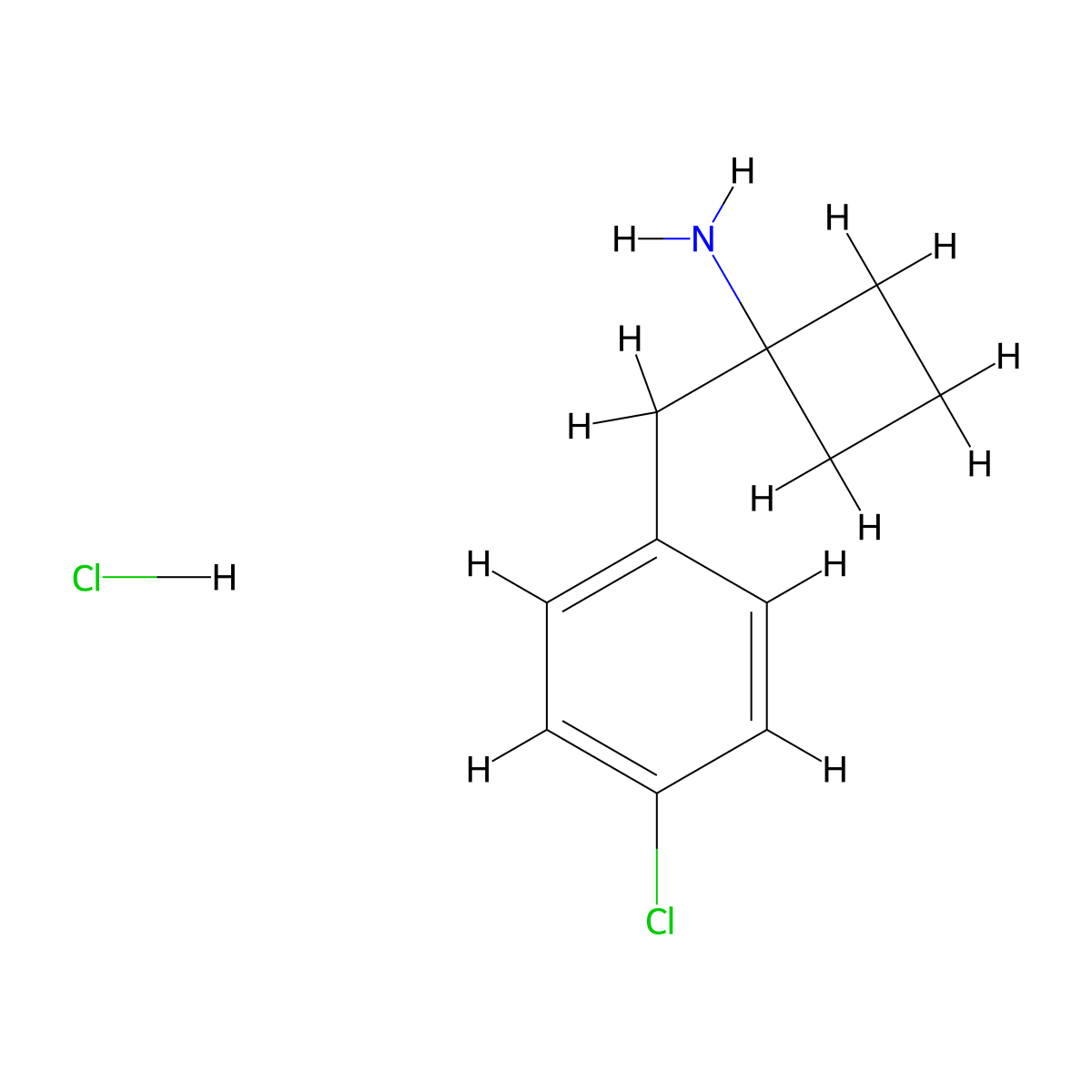 1-((4-Chlorophenyl)methyl)cyclobutan-1-amine hydrochloride molecular structure, CAS 1803603-71-5