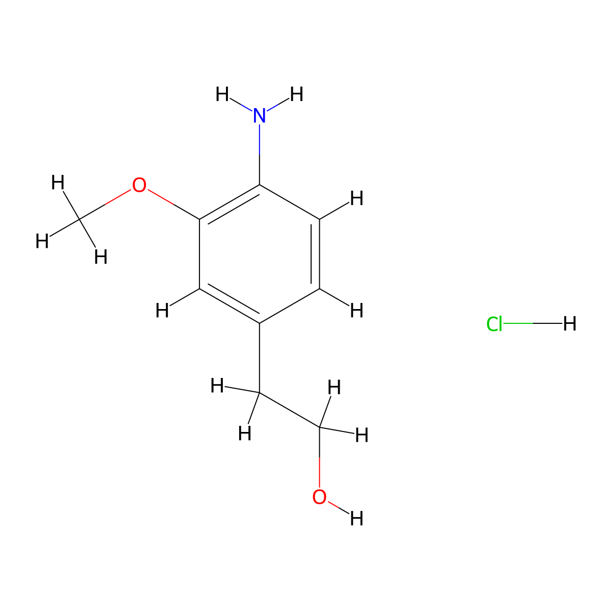 2-(4-Amino-3-methoxyphenyl)ethan-1-ol hydrochloride molecular structure, CAS 1803603-83-9