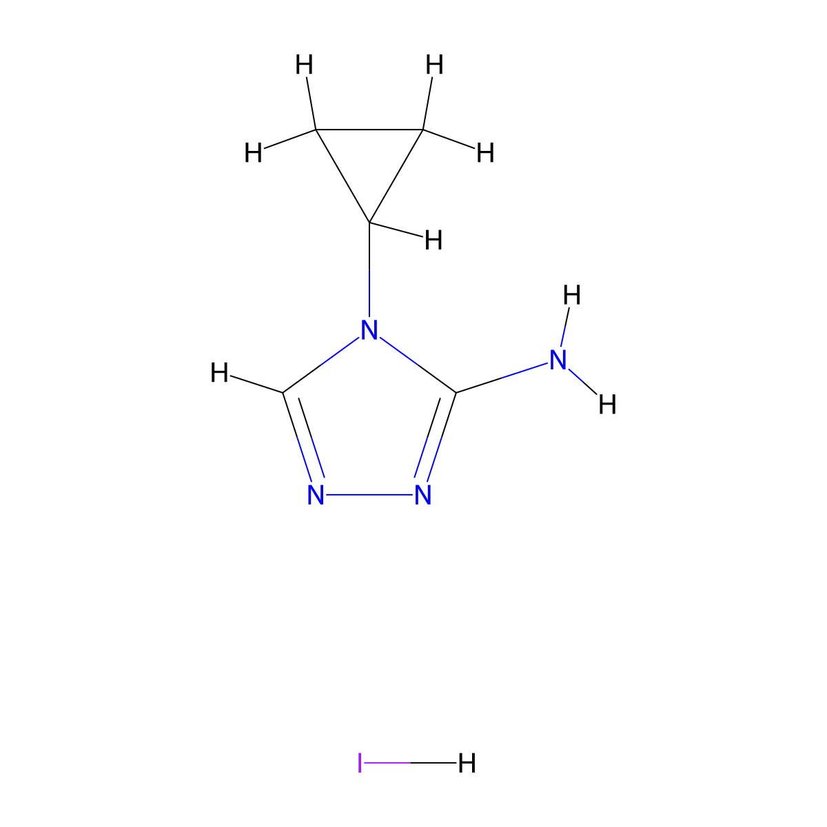 4-cyclopropyl-4H-1,2,4-triazol-3-amine hydroiodide molecular structure, CAS 1803603-86-2